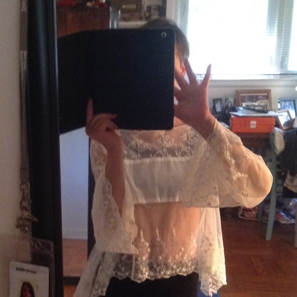 Free People ivory sheer lace blouse - Picture 5 of 6